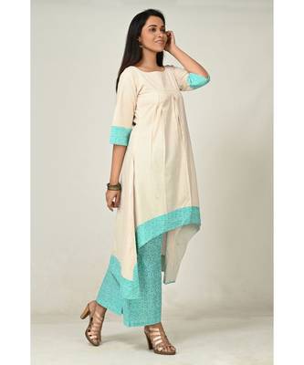 plain light-white cotton  Kurti    Palazzo Pant 2