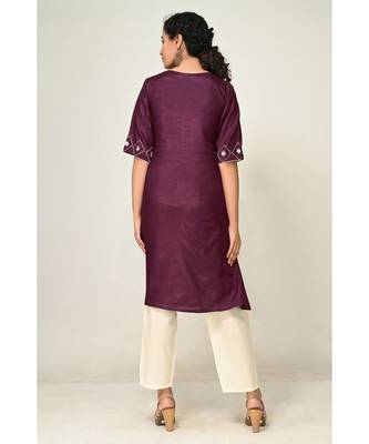 embroidered wine pure silk cotton  Kurti    Pant 3