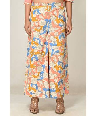 printed baby-pink pure silk cotton  Kurti    Palazzo Pant    Dupatta 4