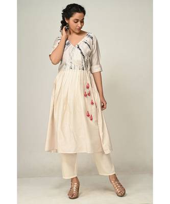 tie dye off-white chanderi  Kurti    Pant 1