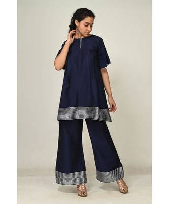 lace blue raw silk  Kurti    Palazzo Pant 3