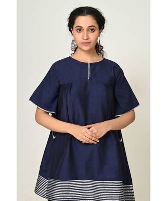 lace blue raw silk  Kurti    Palazzo Pant 5