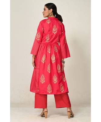 block print red cotton  Kurti    Palazzo Pant    Dupatta 3