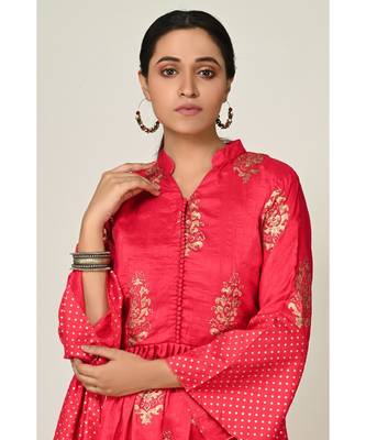 block print red cotton  Kurti    Palazzo Pant    Dupatta 4