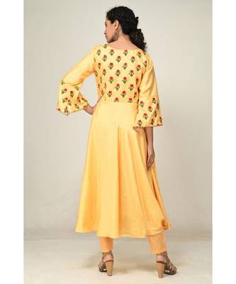 printed yellow pure silk cotton  Kurti    Pant    Dupatta 3
