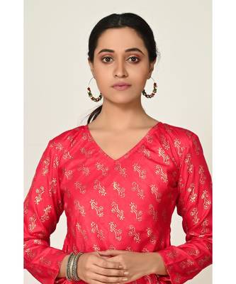 printed red pure silk cotton  Kurta     Straight Pant    Dupatta 4