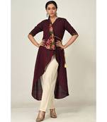 printed purple raw silk  Kurti  & Pant