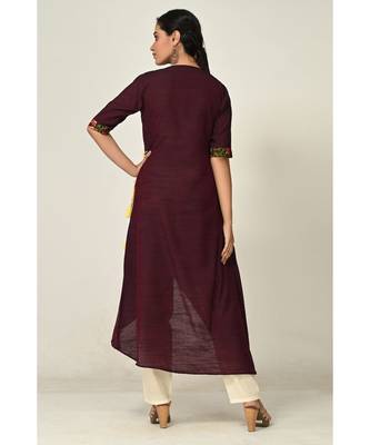 printed purple raw silk  Kurti  & Pant 3