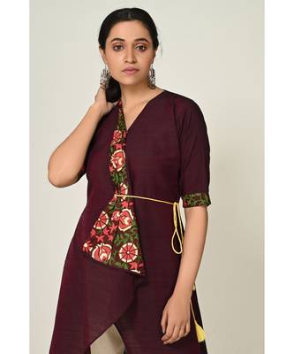 printed purple raw silk  Kurti  & Pant 5