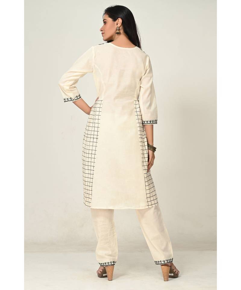 embroidered offwhite cotton Kurti Pant Tamaannah 3489219