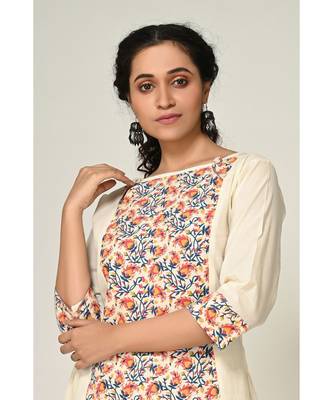 printed off-white cotton  Kurti    Pant 4