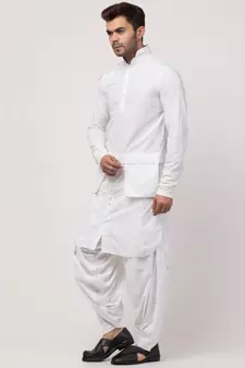 two hanging pocket neck and bottom placket Designer Kurta with Patiala salwar