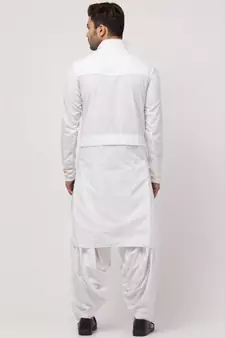 two hanging pocket neck and bottom placket Designer Kurta with Patiala salwar