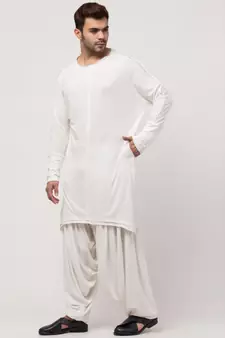 Boat neck curvy bottom both side pocket T Kurta with Patiala salwar