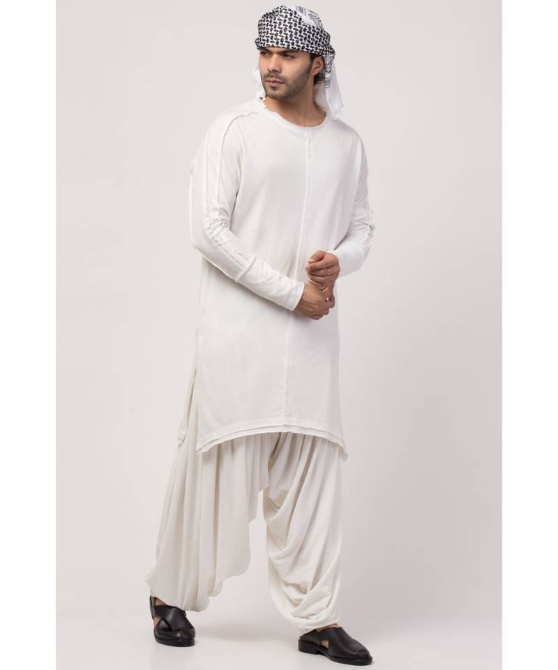 Boat neck curvy bottom both side pocket T Kurta with Patiala salwar