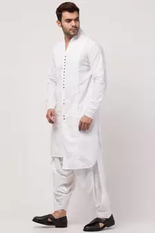 front open high collar front up down Kurta cum casual with Patiala Salwar
