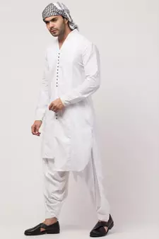 front open high collar front up down Kurta cum casual with Patiala Salwar
