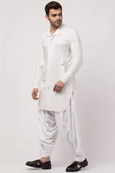two cut pocket up down front open Kurta cum Pathani with Patiala Salwar