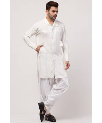 two cut pocket up down front open Kurta cum Pathani with Patiala Salwar 3
