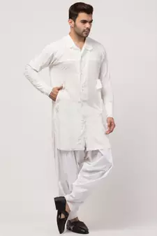 two cut pocket up down front open Kurta cum Pathani with Patiala Salwar