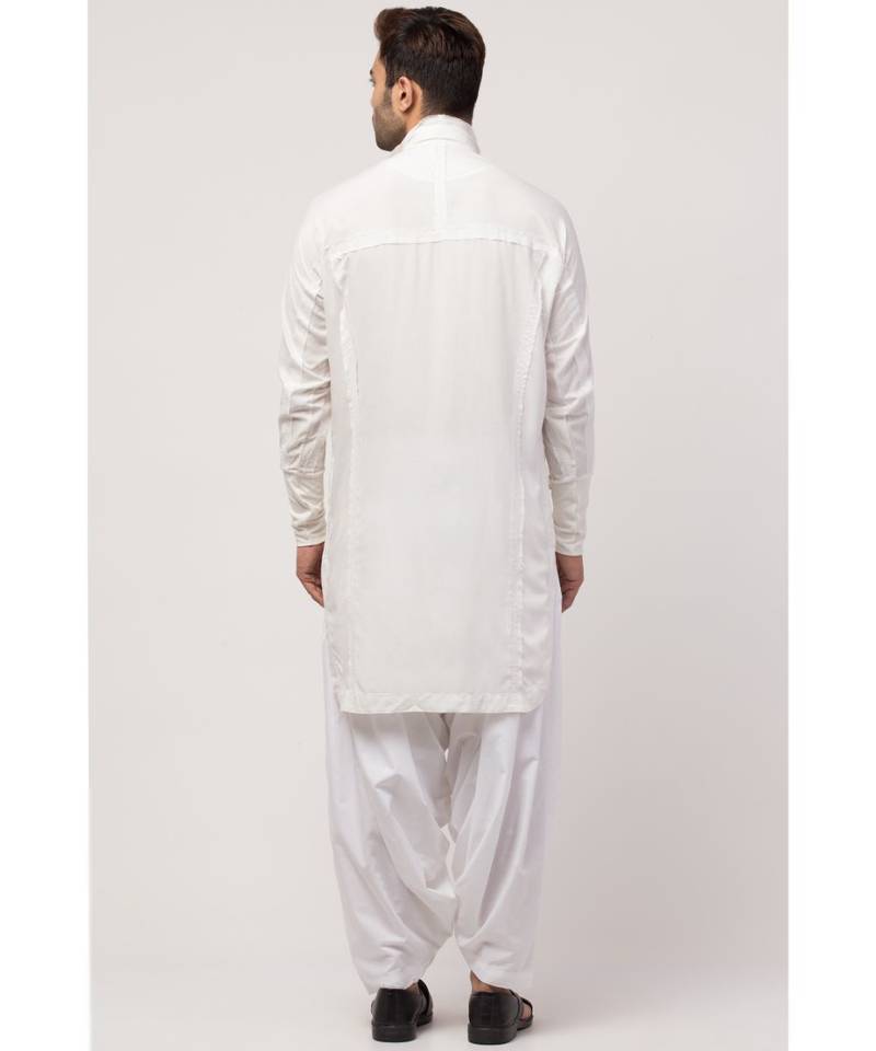 two cut pocket up down front open Kurta cum Pathani with Patiala Salwar