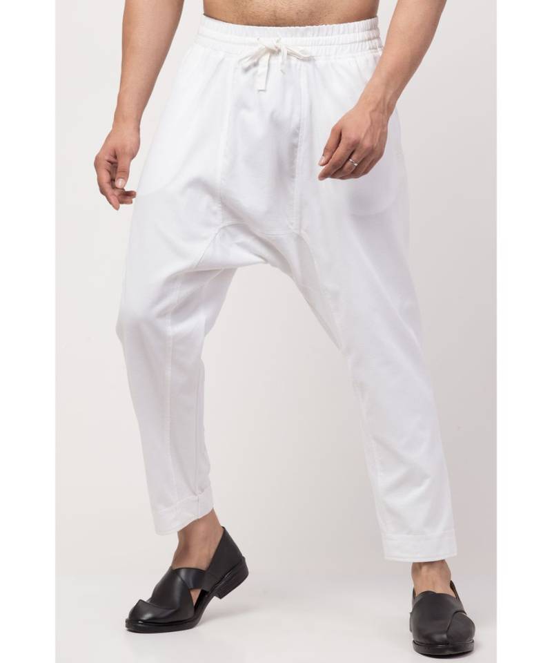two side and one  patch pocket elasticated waist Harem Pant