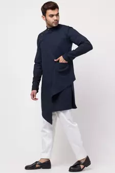 front and side slit extra panel Designer Kurta with Harem Pant