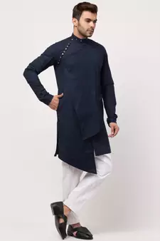 front and side slit extra panel Designer Kurta with Harem Pant