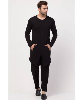 Round Neck front slit back up front down T Kurta with Harem Pant 1