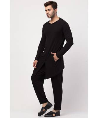 Round Neck front slit back up front down T Kurta with Harem Pant 2