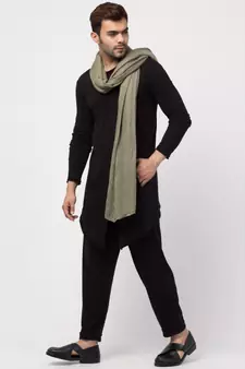 Round Neck front slit back up front down T Kurta with Harem Pant