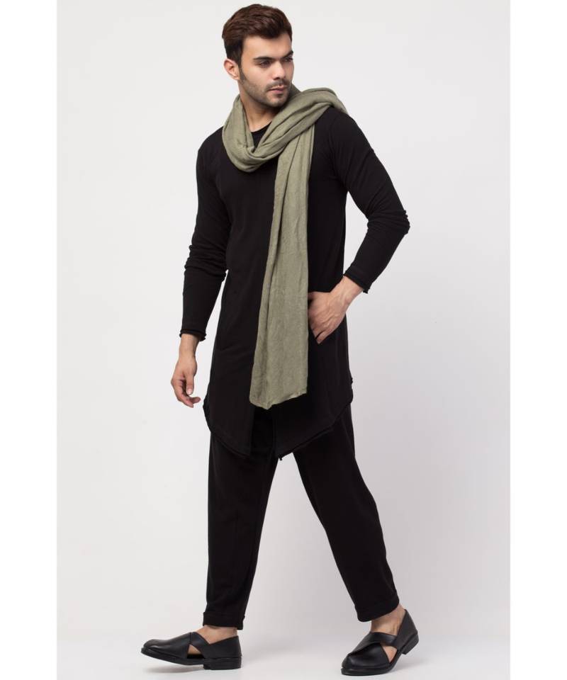 Round Neck front slit back up front down T Kurta with Harem Pant