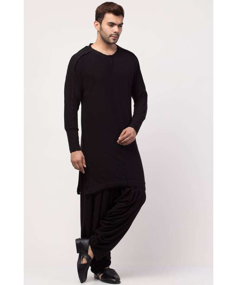 Boat neck curvy bottom both side pocket T Kurta with Patiala salwar