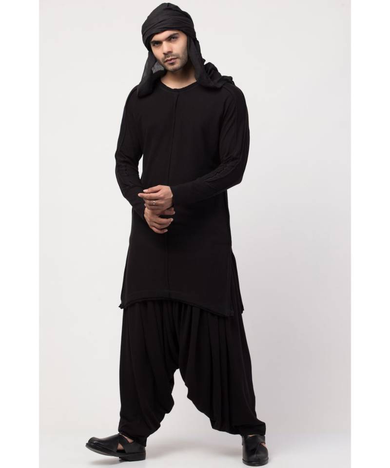 Boat neck curvy bottom both side pocket T Kurta with Patiala salwar