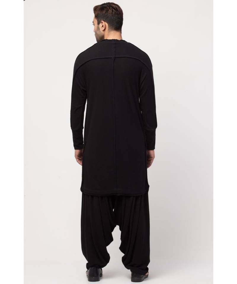 Boat neck curvy bottom both side pocket T Kurta with Patiala salwar