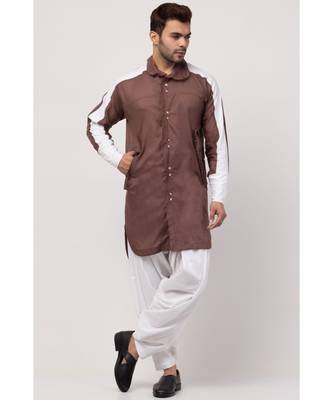 two cut pocket up down front open Kurta cum Pathani with Patiala Salwar 1