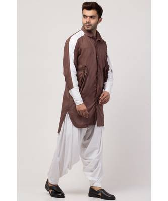 two cut pocket up down front open Kurta cum Pathani with Patiala Salwar 3