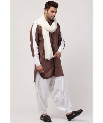 two cut pocket up down front open Kurta cum Pathani with Patiala Salwar 5