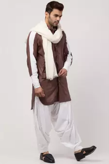 two cut pocket up down front open Kurta cum Pathani with Patiala Salwar