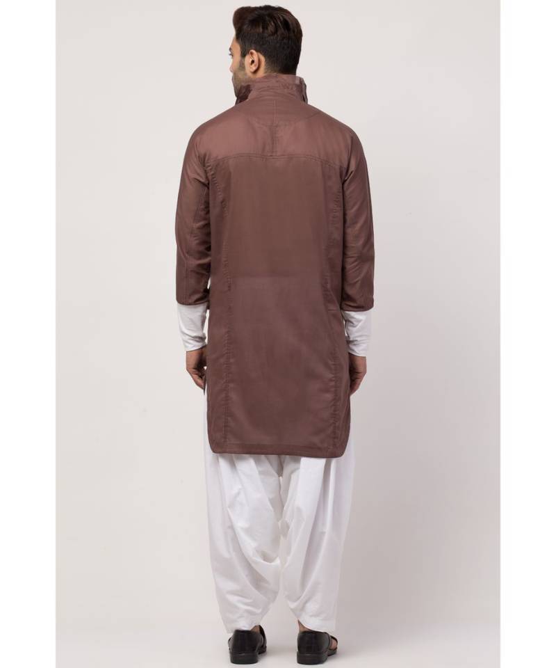 two cut pocket up down front open Kurta cum Pathani with Patiala Salwar