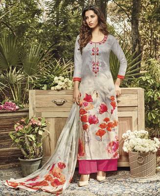 Grey embroidered cotton salwar 1