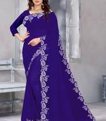 Royal blue embroidered georgette saree with blouse