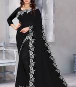 Black embroidered georgette saree with blouse
