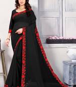 Black embroidered georgette saree with blouse