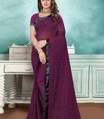 Purple embroidered georgette saree with blouse