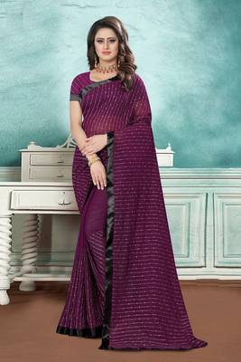 Purple embroidered georgette saree with blouse 3
