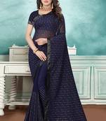 Blue embroidered georgette saree with blouse
