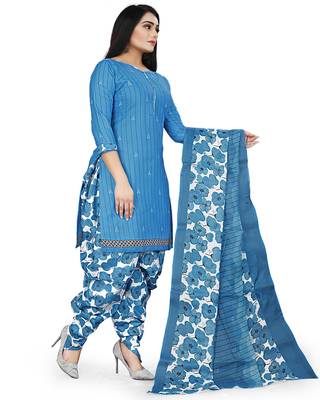 Blue stripes print cotton salwar 4