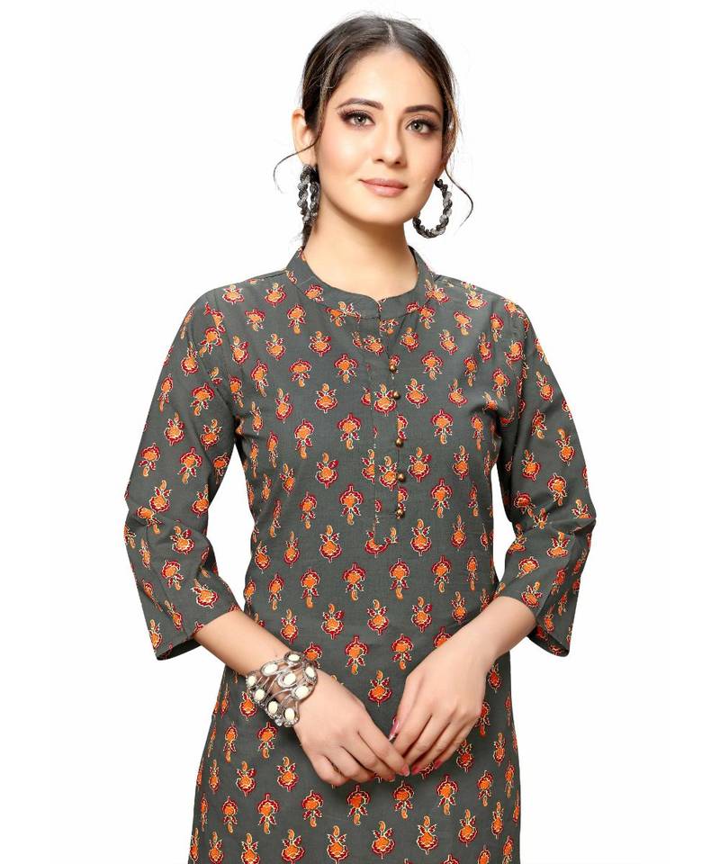 Brown Floral Kurti with Pant for Women – Earthy Elegance in Every Thread main image 1
