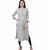 Women's White Coloured Green Floral Cotton Jaipuri Printed Kurti with Chinese Collar